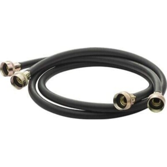 Washing Machine Water Hoses 4 Foot Hot Cold Black Rubber 2-pack - Picture 1 of 1